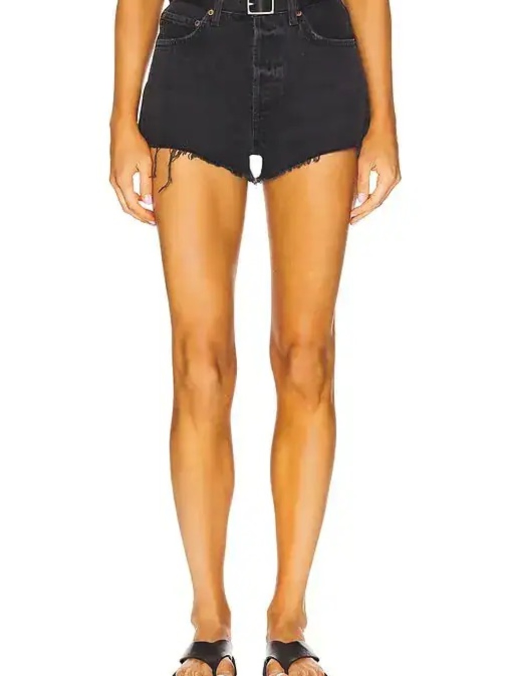 AGOLDE Ridley High-Rise Black Denim Cutoff Shorts